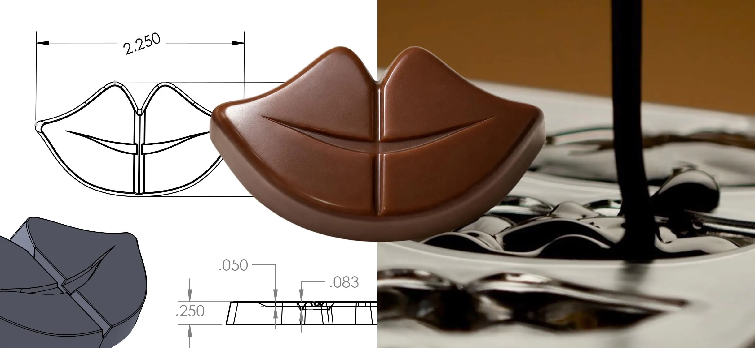 Custom chocolate mold developed with Tomric Systems